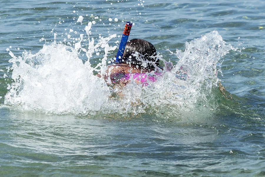 person swimming with a snorkel